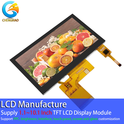 شاشة عرض تعمل باللمس LCD بزاوية عرض مجانية 4.3 بوصة FPC 40 Pin 800 * 480